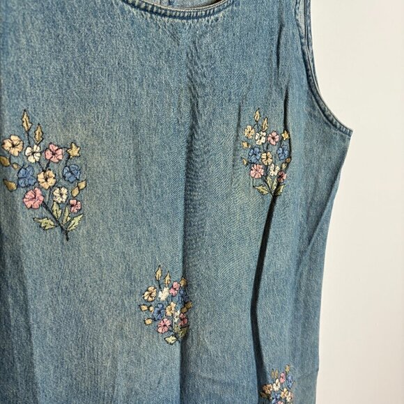 Vintage denim floral embroidered maxi dress - Picture 2 of 4